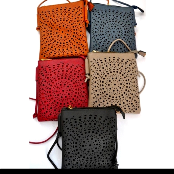 Kara and Kate Handbags - Boho NWT Vegan Leather Crossbody Handbags with Mandala detail Red